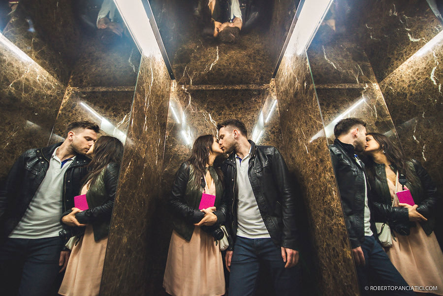 engagement in vienna creative portrait in elevator